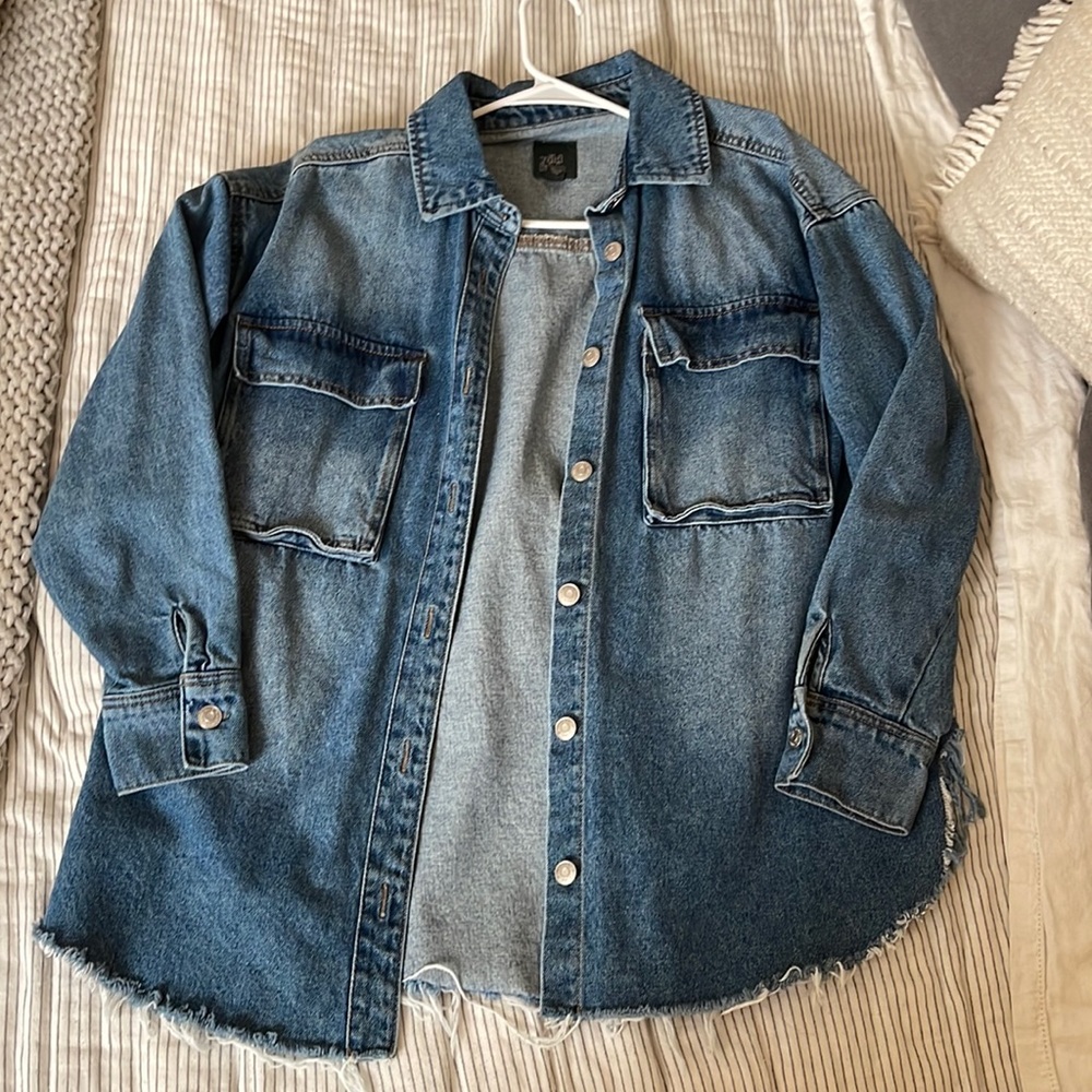 Oversized Distressed Jean Jacket